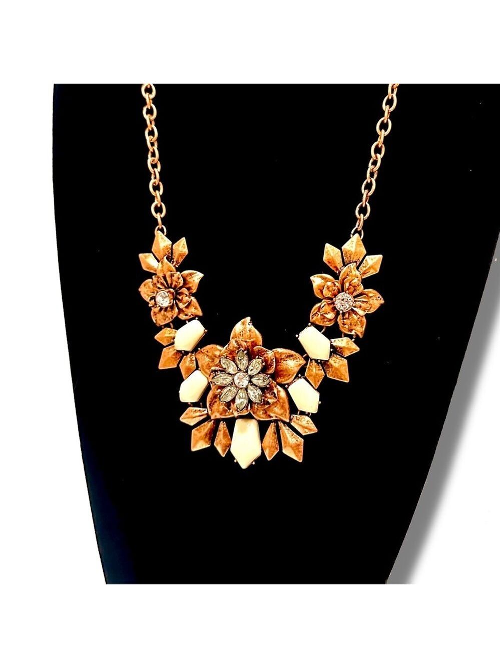 PREMIER DESIGNS Ivory Stone & Rosegold Flowers Convertible 3-n-1 Necklace NWT - Picture 7 of 9